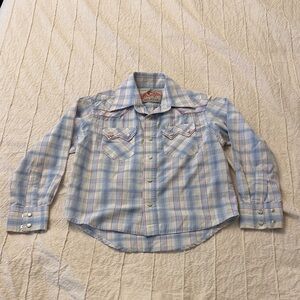 Wrangler Kids Plaid Shirt in Blue and White